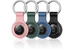 PESTON [4-Pack] AirTag Holder - Silicone Air Tags Case with AirTag Keyring - Scratch-Resistant & Anti-Lost Case for Keys, Bags, & Pet Collars - Fits Apple AirTag 2021