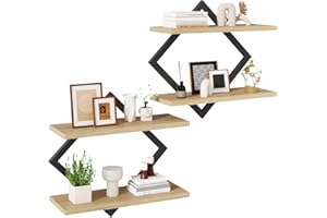 IBUYKE TFS003R-2 Lot de 2 étagères murales flottantes de 38,1 cm à 2 niveaux à suspendre pour salon, chambre, salle de bain, cuisine