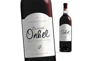 Manahia Flaschenetikett Onkel - Du wirst Onkel - 10x7cm - Geburt Onkel - schwangerschaft verkünden - Zukünftiger Onkel - Weinetikett - Schwangerschaftsankündigung Onkel