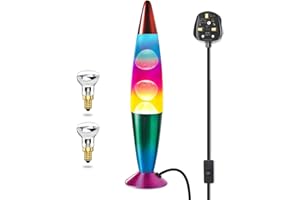 Luxvista Rainbow Liqiud Motion Lamp Red Yellow and Blue Colorful Smoothing Motion Relaxing Mood Light with 2X 25W E14 R39 Bulbs Aluminum Motion Lamp for Adults and Kids