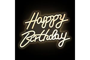 PANTHEM Happy Birthday Néon Signe, Néon Décoration Murale pour la Maison Chambre Bar Club de fête d'anniversaire avec Blanc Chaud Neon Sign Alimentation USB Cadeau d'anniversaire