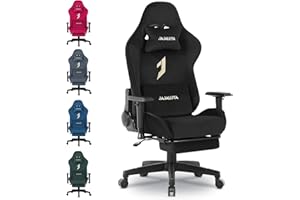 JAJALUYA Gaming Chair, Reclining gaming chairs with lumbar support, high back technology fabric computer chairs, and ergonomic gaming chairs with footrests, Height-Adjustable (Black)