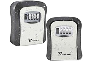 Brillirare 2 Pack Key Lock Box, Waterproof Combination Lockbox Wall Mount 4 Digits, Resettable Key Hider, Upgraded Large Capacity Password Box for House Keys, Car Keys, ID Cards with Mounting Kit