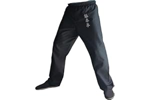 TAO TA0 Pantalones de Kung Fu Pantalón negro para artes marciales Kimono para hombres y mujeres 100% Algodón