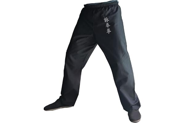 TA0 Pantalon Kung Fu Pantalon Arts Martiaux Noir Kimono Homme et Femme Coton 100%