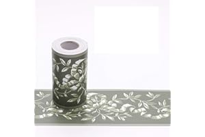 GouieRylin Cenefas Adhesivas Cocina De Friso Papel Para Paredes DecoracióN De Pared De Cocina, BañO,Pvc Cenefa Autoadhesiva Para DecoracióN Hojas verdes 10.6cm X 1000CM