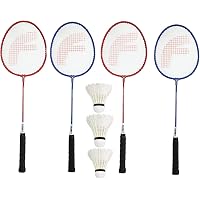 FEROC Fighter Aluminum Badminton Racket Set of 4 with- 3 Pieces Feather SHUTTLES