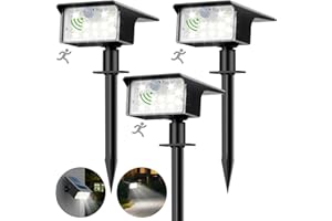 Lot de 3 Lampe Solaire Exterieur Detecteur de Mouvement, 62 LED Spot Solaire Exterieur 3 Modes Eclairage Exterieur Solaire, Etanche IP65 Lumiere Solaire Exterieur pour Jardin Allée Chemin Blanc Froid