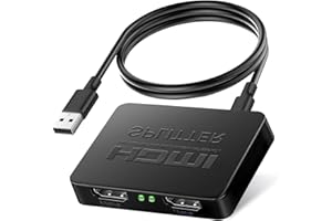 SUNNIFLY Splitter HDMI 1 in 2 out, Sdoppiatore HDMI 1 Ingresso 2 Uscite, Supporta le Versioni da 1.0 a 1.4, Supporta le Risoluzioni 4K, 3D, 1080p, Plug and Play
