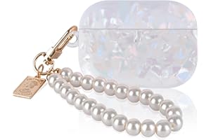 DiyGody Glitter Case for Airpod Pro 2nd Generation 2022 with Pearl Wrist Keychain,Sparkle Bling Pretty Cute Soft TPU Shockproof Protective Skin Cover for Airpod Pro 2 for Women Girls -White