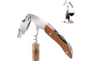 Aubeifou Couteau de Sommelier, Tire-Bouchon Professionnel, Tire Bouchon Professionnel en Acier Inoxydable avec Manche en Bois,Tout-en-Un et décapsuleur Vin avec décapsuleur et Coupe-Capsule