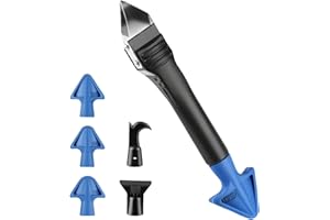 AHRLIC 5 in 1 Caulking Tool, Multi-Function Caulk Remover Tool and Silicone Scraper, Stainless Steel Bathroom Sealant Remover for Bathroom, Kitchen, Floor, Window, Sink, and Frame Joints