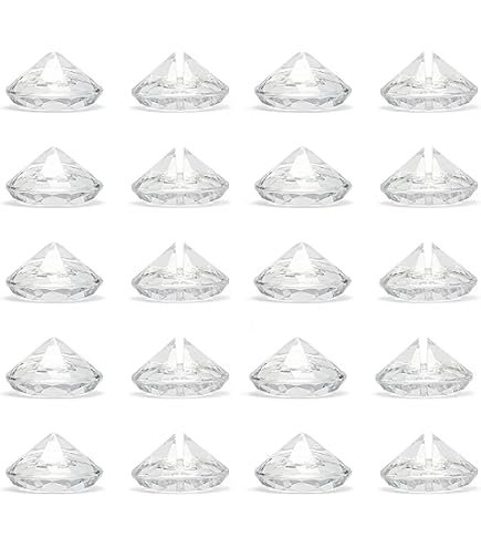 10 Supports Marque-Places Diamant Transparent - Porte-Cartes Pour Mariage, Anniversaire - ⌀ 4 Cm