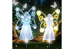 Solar Angel Lights, 2023 New LED Waterproof Garden Decoration, Multi-Color Changing Angel Decorative Lights for Cemetery Grave Yards Patio Outdoor Decoration Memorial Gifts, qzjijosen (2 Pcs a)