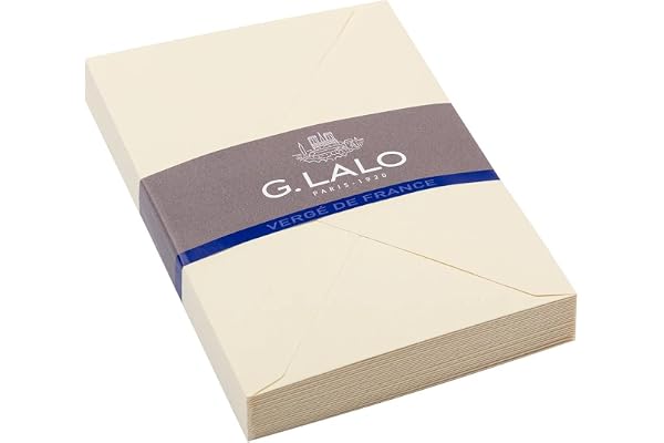 Clairefontaine Lalo 21416L - Un paquet de 25 enveloppes doublées gommées 11,4x16,2 cm, Vergé de France, Ivoire