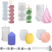 6 Stuks Siliconen Kaarsvormen – Hart, Cilinder En Ruit – Met Lonten En Houder, Ideaal Voor DIY Kaarsen, Zeep Of Aromatherapie, Herbruikbaar En Hittebestendig