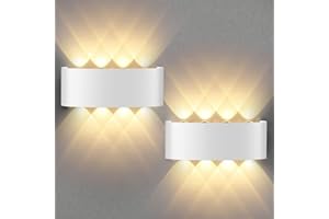 ‎LURESHINE Lureshine 2 Stück Wandleuchte Innen, 22x8x5cm Up an Down Wandlampe, Aluminium-Druckguss Wandleuchte Aussen 8w Weiß IP 65 Wandleuchten LED Innen 3000K Warmweiß, Wandlampe Up Down für Wohnzimmer