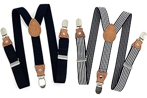 Anshili 2 stück Kinder Hosenträger mit 3 Clips Y-Form - 2.5 cm Breit
