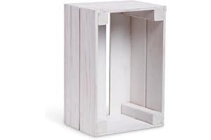 ‎PINEEA PINEEA Wooden Box Small - Wine Crates Wooden - Decorative Wooden Boxes - Wine Box Wooden Box - Fruit Box Vintage - Box White 30 x 20 x 15 cm