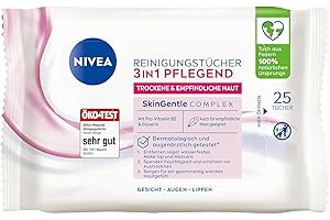 ‎NIVEA NIVEA Reinigungstücher 3in1 Pflegend, Abschminktücher mit Glycerin und Mandelöl für wasserfestes Make-Up, sanfte Gesichtsreinigung für trockene & empfindliche Haut (25 Stück)