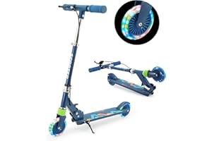 TENBOOM Scooter for Kids Ages 4-7, 2 Wheels Light Up Gift Scooters for Girls Boys Ages 6-12, Easy Folding Kids Scooter with 3 Levels Adjustable Handlebar and Rear Brake…
