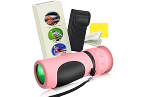 Raisand Telescopio Monoculare per Bambini Rosa, Cannocchiale Bambini Monoculare Portatile In Gomma con Visione Chiara, Monocolo Bambini con Ingrandimento 8-12x per Ragazzi e Ragazze dai 3 ai 12 Anni