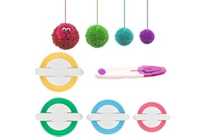 JEZIORO 5 Pcs Pom Pom Maker,Poms Craft Knitting Kit,Christmas Wool Pompom DIY Making Kits,pompon Crafts Large Tools,Extra Giant Fluff Ball Weaver Wreath Accessories UK,Adults Kids Pompoms Makers for Hats Set