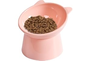 JINGAN Ciotola per Gatti Rialzata | Ciotole Rialzate per Alimenti per Animali Domestici - Lavabile in Lavastoviglie, Antigoccia, Antiribaltamento, Protezione Inclinata