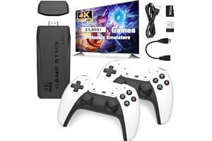 Wireless Retro Video Game Stick Console with 21000+ Classic Games 4K HDMI Output 2.4GHz Wireless Controllers Dual Player Plug & Play Gaming Console for TV Kids & Adults