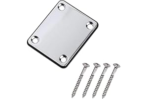 JIANZHENKEJI 1 Set Metal 4 Hole Guitar Neck Plate Neckplate for Fender Strat Stratocaster Tele Telecaster Guitar/Bass (Chrome)