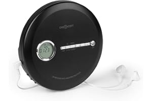 oneConcept CDC 100 BT Reproductor Discman - Bluetooth, CD, CD-R, CD-RW y MP3 en CD, 2 Pilas de 1,5 V, LCD, ASP, Refuerzo de Graves, Micro USB, 3 Modos de reproducción, Auriculares, Negro