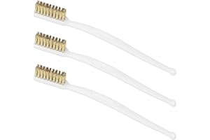 SALBSEVER 3 Pcs Metal Brush Small Wire Brushes for Cleaning 3D Printer Nozzle Cleaner Tool Copper Brush Brass Wire Toothbrush Masonry Brush Brass Brush Handle Hot End Cleaning Wire Bristle Welding Slag and Rust