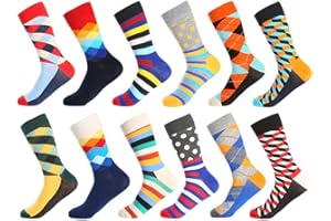BONANGEL Chaussettes amusantes pour homme, colorées et amusantes à motifs, en coton peigné, chaussettes de bureau, mi-mollet cool, design unique et frappant