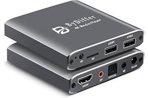 ByDiffer 4K Ultra HD Digital Media Player, TV MP4 Video Player for USB Drive/Micro SD Card, H.265/HEVC, Auto Playback, Digital Signage, HDMI/AV/Optical Output (Grey)