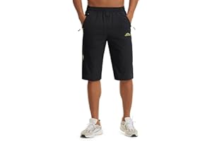 KEFITEVD Spodnie męskie 3/4 ze stretchu, lekkie spodnie rowerowe, krótkie spodnie trekkingowe, letnie, szybkoschnące, oddychające, cienkie spodnie capri z kieszeniami na zamek błyskawiczny, na wiosnę,