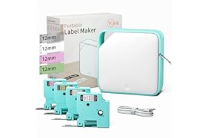 ‎VIXIC Vixic Etikettendrucker, Bluetooth D1600 Selbstklebendes Etikettiergerät Tragbarer beschriftungsgerät Thermo Labeldrucker, Mini Etikettierer Mit iOS und Android, für Zuhause, Büro Schule, Weiß-Grün