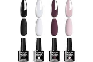 Croitout UV Nagellack Set, Gel Nagellack Shellac Set, Mehrfarbig Ablösbarer Gel Gellack Nagelgel Farben Farbgel Lack, Gel Nail Polish Kit 4 x 7.3ml