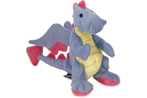 GoDog Dragon with Chew Guard Technology Tough Plush Dog Toy, Large, Periwinkle