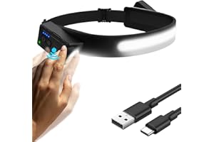 Lorrtta LumiLight Head Torch Rechargeable – Super Bright LED Headtorch with USB, 5 Lighting Modes, IPX4 Waterproof Lumi Light LED Headband for Power Cuts, Emergency, Running, Hiking (1-Pack)