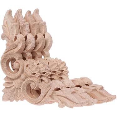 VORCOOL 4er-Set Massivholz-Blumen-Applikationen – 10x10 Cm, Unbehandelt, Für Möbel & Deko