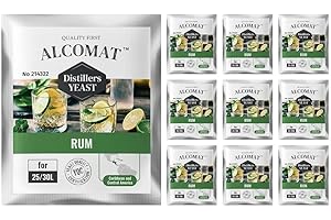 ALCOMAT Rumhefe 10er Pack - Alkohol Hefe aus Zuckerrohr & Melasse - Fermentationstemperatur 25-33°C - Alkoholtoleranz bis 14% - Ideal für Karibische Rumproduktion