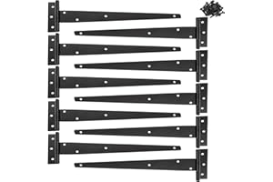 GBACHOOSE 10 Pack T Strap Hinges 12 Inch Heavy Duty Gate Hinges with Screws Black Tee Hinge for Gate Door Shed Doors and Barn Doors