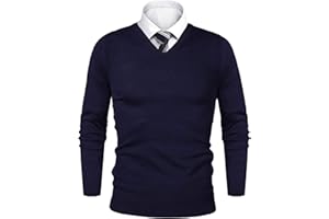 iClosam Sweter męski z dekoltem w kształcie litery V, z długim rękawem,