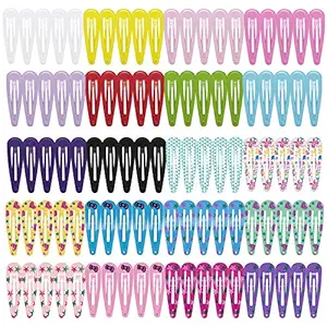 STAR WORK Toddler Hair Clips,ute Mini Snap Hair Clips for Baby Girls Kids, Colorful Small Snap Barrettes Metal Hair Clips for Fine Hair (100 PCS SIMPLE)