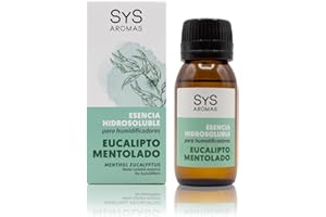 SYS Aromas Esencia Hidrosoluble Eucalipto Mentolado - Aroma Herbal y Balsámico - Fragancia Natural y Duradera para Humidificador y Difusor - Aromaterapia - Fabricado en España - 50 ml