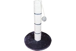 Aliza 40cm Cat Scratching Post | Scratching Posts for Indoor Cats | Scratch Pole with Furry Ball Toy | With round base - Natural Sisal and Faux Fur Material