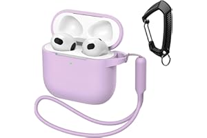 MATEPROX Silikonowe etui kompatybilne z AirPods 4, odporne na upadki, przenośne etui ochronne na słuchawki z brelokiem i smyczą do AirPods 4. generacji 2024, jasnofioletowe