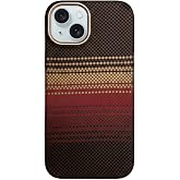 KZY İletişim iPhone 15 ile uyumlu Kapak M-Safe Şarj &Ouml;zellikli İnce Yapılı Karbon Kevlar Kılıf - Kahverengi