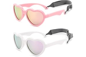 COASION Baby Sunglasses Polarized Rubber UV Protection with Strap Heart Shape Sun Glasses for Boys Girls Kids Ages 0-24 Months