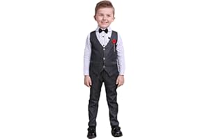 Nwada Children's Suit Set Spring Clothing Boys Festival Tuxedo Vest and Shirt and Trousers and Bow Tie